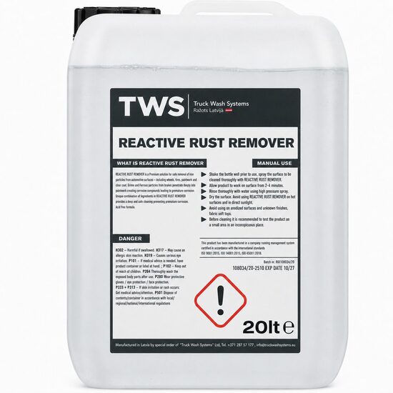 Dzelzs daļiņu noņēmējs TWS REACTIVE RUST REMOVER 20l